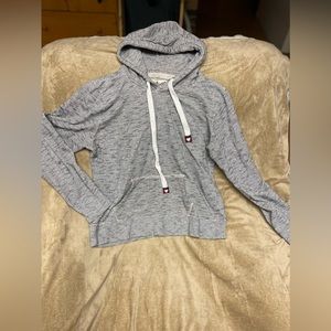 Women’s navy blue and white striped hoodie
